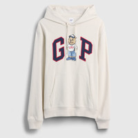 Gap 男女装贴布绣logo连帽衫卫衣宽松上衣 奶白