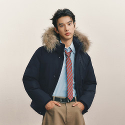 波司登 2026新款羽绒服男女连帽工装短款毛领保暖复古