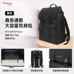 外交官 商务休闲 双肩背包  黑色