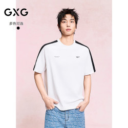 GXG 双11真五折！圆领T恤撞色拼接织带上衣短袖针织
