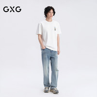 GXG 双11真五折!宽松直筒复古水洗膝盖磨破牛仔裤 2026新品