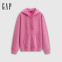 Gap 纯粹水洗卫衣系列 休闲连帽卫衣开衫 男女同款 玫粉