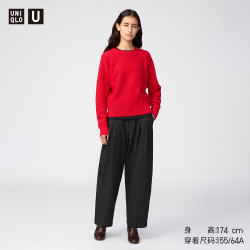 优衣库 打褶廓形长裤女装合作款休闲裤裤子491087 09 黑色 61 /155/60A