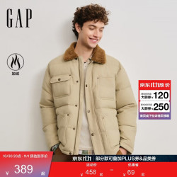 Gap 男装冬季款巴恩风仿羊羔绒翻领宽松帆布棉服外套830325