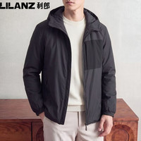 利郎 男士秋冬连帽棉服简约商务通勤保暖夹克防寒夹棉外套百搭休闲棉衣 旗舰官方黑色 L 170