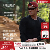 破冰者 美利奴羊毛男200 Oasis户外登山跑步打底衫滑雪功能内衣|104365 104365-001黑色-上衣 L