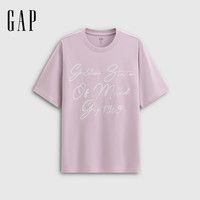 Gap 男女装纯棉字母刺绣宽松圆领短袖T恤