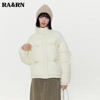 RA&RN 热爱如你25年秋冬季短款蝴蝶结系带立领棉服女时尚立领外套