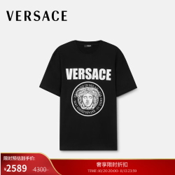 VERSACE 男士Medusa Rock T恤 1B000-黑色 M