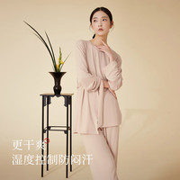 金利来 莫代尔睡衣女长袖长裤家居服女净色圆领可外穿套装睡衣女 淡米色 L (165)