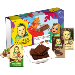 Alenka chocolate 爱莲巧俄罗斯进口牛奶巧克力25%可可盒装大头娃娃喜糖精细研磨