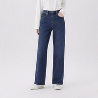 Wrangler 复古牛仔裤女直筒裤休闲长裤百搭 宝蓝色