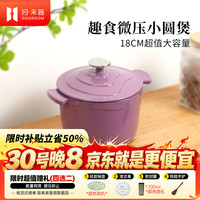 归·禾器 归.禾器 珐琅锅微压深炖趣食小圆煲 家用双耳铸铁炖汤锅 丁香紫 18cm