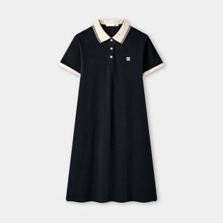 海澜之家 27新款夏季撞色扁机领印花女士POLO裙