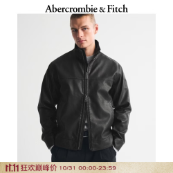 Abercrombie & Fitch 美式复古立领黑色机车夹克外套26秋冬新款男装132-6259 黑色 S (175/92A)