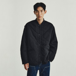 H&M HM男装棉衣冬季装绗缝尼龙休闲宽松户外外套复古菱格棉服1300942