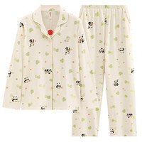 芬腾 100％纯棉高品质开衫家居服套装 FJ27931292 米雪杏 XL