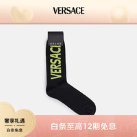 VERSACE 针织字母LOGO潮流长筒袜子黑石灰绿高智松弛感