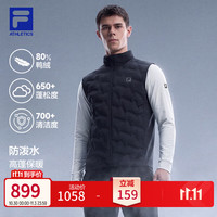 斐乐 排骨羽绒马甲丨FILA男士羽绒马甲秋冬款健身运动基础保暖外套 深黑-BK XL 180/100A/XL
