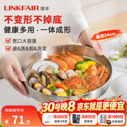 凌丰 不锈钢多用料理盘菜碟菜盘水果盘备菜盘满盛系列 1个 24cm
