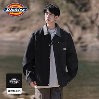 Dickies 美式复古撞色翻领夹克男潮牌宽松休闲时尚巴恩风外套 黑色 M