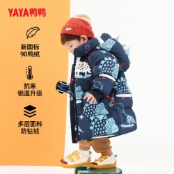 YAYA 鸭鸭宝宝羽绒服男宝2026新款男童长款外出加厚幼小童男孩恐龙冬季