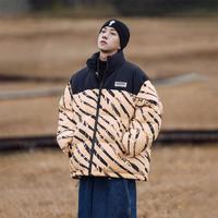 限尺码：MPUX 撞色拼接条纹满印加厚休闲宽松保暖棉衣立领棉服外套男女同款