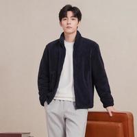 雪中飞 2026新款男女同款珊瑚绒外套秋季短款立领加大口袋上衣