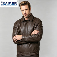 KAISER 经典飞行员皮夹克男士皮衣翻领短款真皮头层绵羊皮新款品牌机车