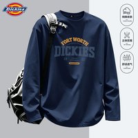Dickies 长袖男士T恤2026新款春秋款纯棉简约上衣男重磅圆领打底衫男款