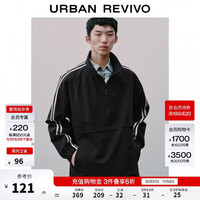 UR UR2026春季新款男装潮流立领撞色条纹超宽松罩衫衬衫UUV260008