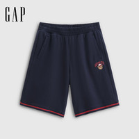 Gap 男士纯棉logo小熊刺绣松紧腰直筒短裤卫裤