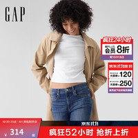 Gap 女装秋季双排扣翻领腰带长款风衣宽松外套美版715913 卡其色 M 美码  L亚洲码170/96A