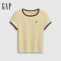 Gap 女装小熊刺绣撞色边饰短袖T恤
