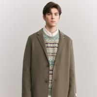 TEENIE WEENIE 毛呢大衣男春秋款简约手缝羊毛混纺中长款大衣外套男