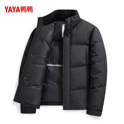 YAYA 2026秋冬男装新款时尚简约无帽立领加厚保暖鸭绒外套F