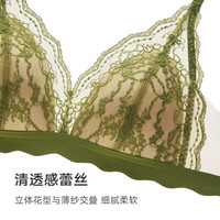 曼妮芬 长三角法式蕾丝内衣女士舒适无钢圈美背百搭性感透气微聚拢文胸