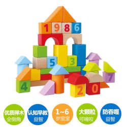Hape 80块益智积木 拼插积木（40粒数字积木 无收纳袋）