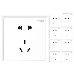 施耐德  皓朗系列10A五孔  五孔插座 十只装清雅白色  