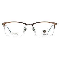 特斯拉TESLA_5829 C02_豪华纯钛_男士咖色半框（商务款）眼镜架_亿视丽眼镜网