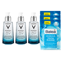 VICHY 薇姿 玻尿酸89号精华露 50ml*3 + Balea 芭乐雅 水动力补水面膜 3片