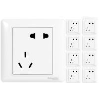 预售、值友专享:Schneider Electric 施耐德 睿意白系列 A3E426_10UA 错位五孔插座面板 10只装