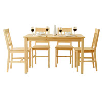 家逸 松木清漆餐桌椅组合 一桌四椅