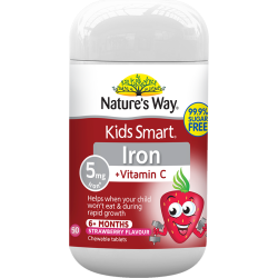 Nature's Way 儿童补铁+维生素c咀嚼片 草莓味 50片