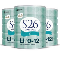 S-26 LI 惠氏无乳糖配方奶粉 900克 *3罐