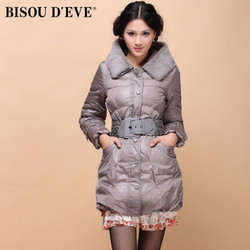  Bisou D'eve 碧淑黛芙  女装泡泡袖修身中长款羽绒服外套 