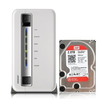 QNAP 威联通 TS-212P NAS 网络存储服务器(USB3.0、双盘位、QTS 4.0、512M)+ WD2T红盘 + 友讯600M无线路由